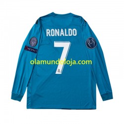 Camisola Real Madrid Cristiano Ronaldo 7 2017 Retro Homem Equipamento Terceiro Manga Comprida